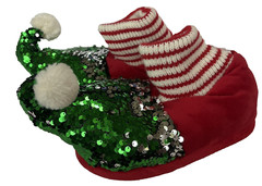Underonesky Slippers Holiday „Elf Shoes“ Sequins Plush Youth Small 1-3 32.5-35