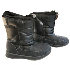 LANDS‘ END Black Silver Reflective Snow Winter Boots Black Kids Youth Sz 3M