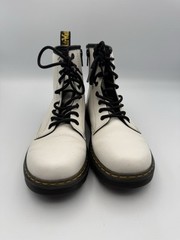 Dr Martens Zavala J White Leather Boots Youth Size 5L – 4M Lace/Zip Gum Bottom
