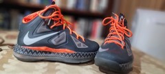 Nike LEBRON X (10) GS 6Y Dark & Light Sport Gray w orange BHM accents