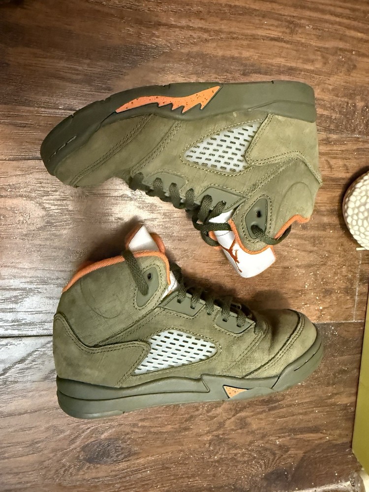 Nike Air Jordan 5 Retro Army Olive / Solar Orange – Size 1Y 440889-308