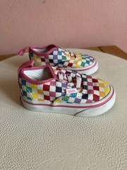 VANS Baby size 4 Multicolor Checkerboard Canvas Low Top Lace-Up Sneakers