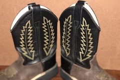 Old West Kids Size 1 Brown Black Leather Buckaroo Cowboy Western Boots
