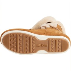 Sz 2/2.5 (EU 33/34) – Moon Boot Big Kids Far Side High Shearling Boots, Whisky.