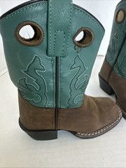 Masterson Boot Co. Brown/turquoise Leather Cowboy Boots kids Size 9 Boot