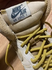 Nike Air Force 1 High Top Leather Beige Yellow Gum Sole Kids Shoes 6Y