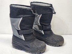 LL Bean Winter Snow Felt Lined Boots Kids Black Gray ~ 238064 ~ Size 12