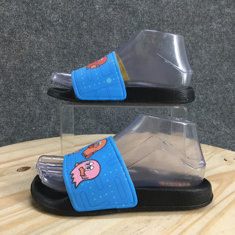 Pac Man Sandals Junior 2-3 Slide Multicolor Ghost Print Comfort Open Toe Flats