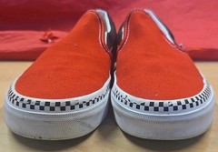 Vans Canvas Unisex Slip-On Checkerboard Red Skate Shoes Size 5.5- 721356