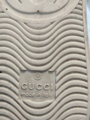 $310 GUCCI Silver Leather Red Blue WEB Sneakers 37 Shoes