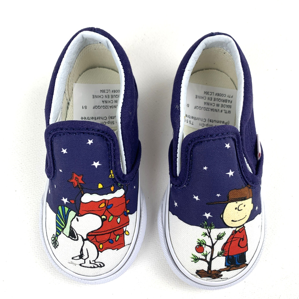 Vans x Peanuts Charlie Brown Christmas Toddler Size 5 Classic Slip On Sneaker