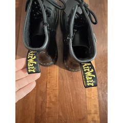 Dr. Martens Zavala Black Leather Lace Up Side Zip Combat Boot Kids 4M EUC