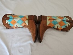 Anderson Bean Patch Cross Leather Western Boot Youth SZ 3 Brown Multi Cowgirl