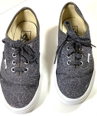 VANS Authentic Glitter Lurex Skate Shoes Kids Size 4.5 Male, 6 Female/Gray