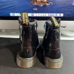 Dr. Martens Pascal Youth Size 3 Black Patent Leather Lace Up Combat Boots 1460 J