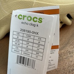New NWT Big Kids Crocs Echo Ivory Comfort Slingback Clogs Sandals Shoes Size 6 Y