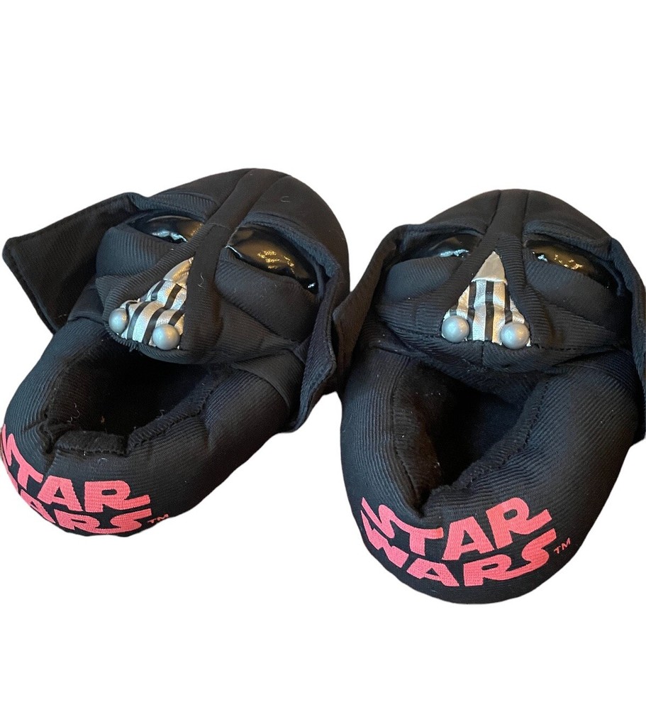 Star Wars DARTH VADER Soft Plush Slippers House Shoes KIDS 7/8 Boys Girls Black