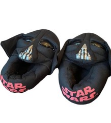 Star Wars DARTH VADER Soft Plush Slippers House Shoes KIDS 7/8 Boys Girls Black