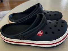 Crocs Crocband Clogs Kids Navy Red Rubber Slip-On Lightweight Casual Size 12
