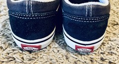 VANS Old Skool V Kids Blue/White Hook & Loop Suede Low Top Sneakers size 10