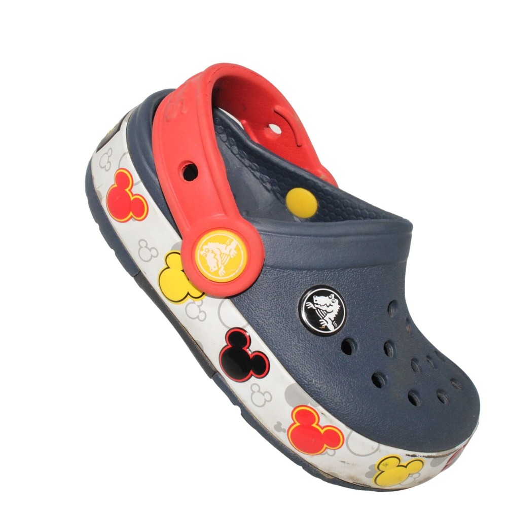 Crocs Fun Lab Mickey Lights Clog Sz C 7 Navy Red Kids Preschool Sandals Disney
