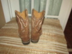 Dark Ranch Brown Square Toe Leather Western Boots Youth 13.5 Mex 20.5