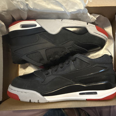 Jordan 4 RM Unisex Kids Mid-Top Leather Sneakers Black/Red/White 6Y