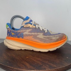 Hoka One One Y Clifton 9 Youth Running Shoes Orange/Blue Size 5MD 1131170-URN
