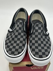 Vans Classic Slip On Sneaker Checkerboard Black Pewter Shoes Kids Size 2.5 New