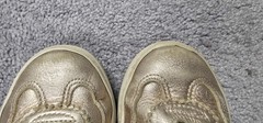 Veja Kids Double Strap Leather Sneaker Size Big Kid 12 White Gold EUC Girls Boys