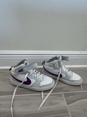 Nike Court Borough Mid 2 White Grey and Purple Youth Sneakers 5Y