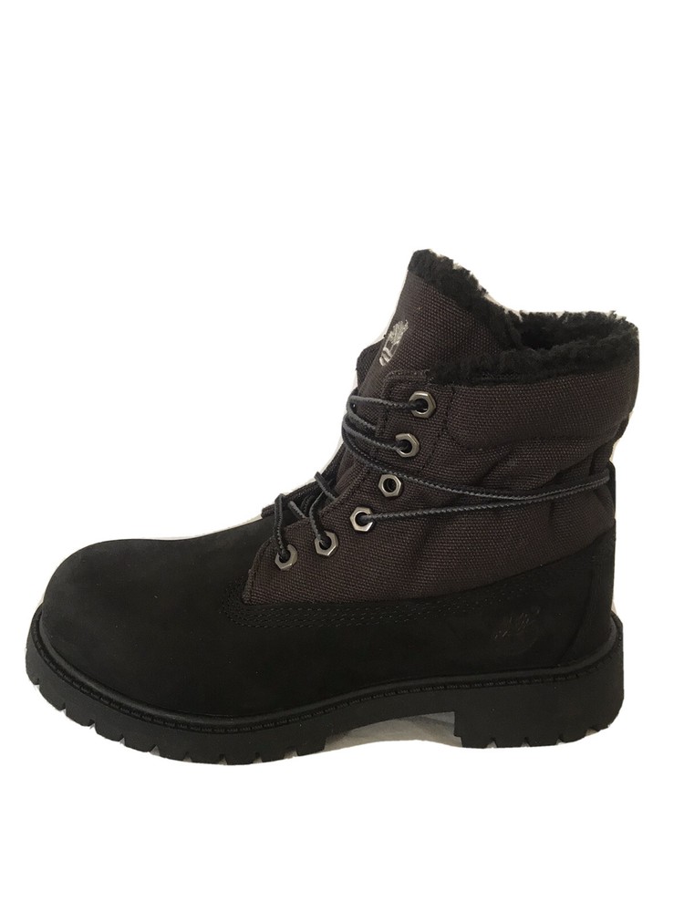 New Timberland Premium Roll Top Boot Black Nubuck Youth Girl/ Boy 3 M