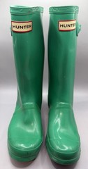 Hunter Original Kids Gloss Green Boots Size 4G/3B W23991