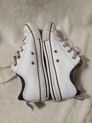 CONVERSE ALL STAR 637664C White Leather Gray Sneakers Junior Size 3 / 35