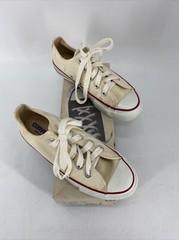 Vintage Converse All Star Low Shoe Made in USA 29165 White Youth 2.5 Women’s 4.5