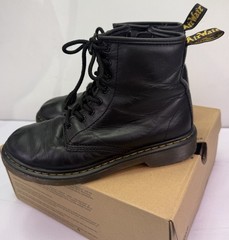 Dr. Doc Martens 1460 J Black Leather Lace Up Zip Combat Boots Youth Size 5 W/box