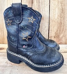 Justin Gypsy Western Cowboy Boots Black Stars Kid’s 8.5 D Rodeo
