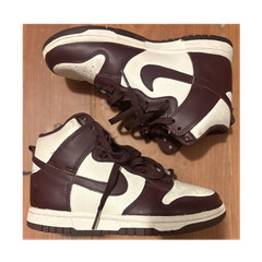 Nike Dunk High Top Maroon White Sneakers Unisex Kids Size 5 Athletic Shoes