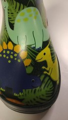 Landchief Rain Boots Kids Size 6 Multicolor Dinosaur Print Waterproof Shoes Used