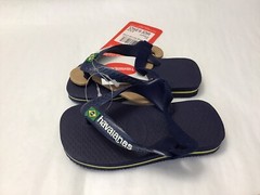 New Havaianas flip flops Sandals Beach Unisex Size 6C Navy Blue Yellow (C23-1)