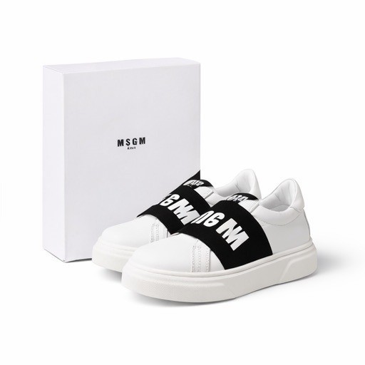 MSGM Kids Leather Logo-Strap Slip-On Trainers Sneakers Size EU 29 US 12