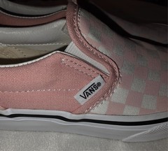 VANS Off The Wall Slip on Pink & White Checkered Canvas Skate Shoes Kids Size 1