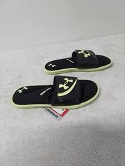 Size 4 Youth Under Armour 3022728 Ignite VI 4D Foam Slides Black/Yellow Sandals