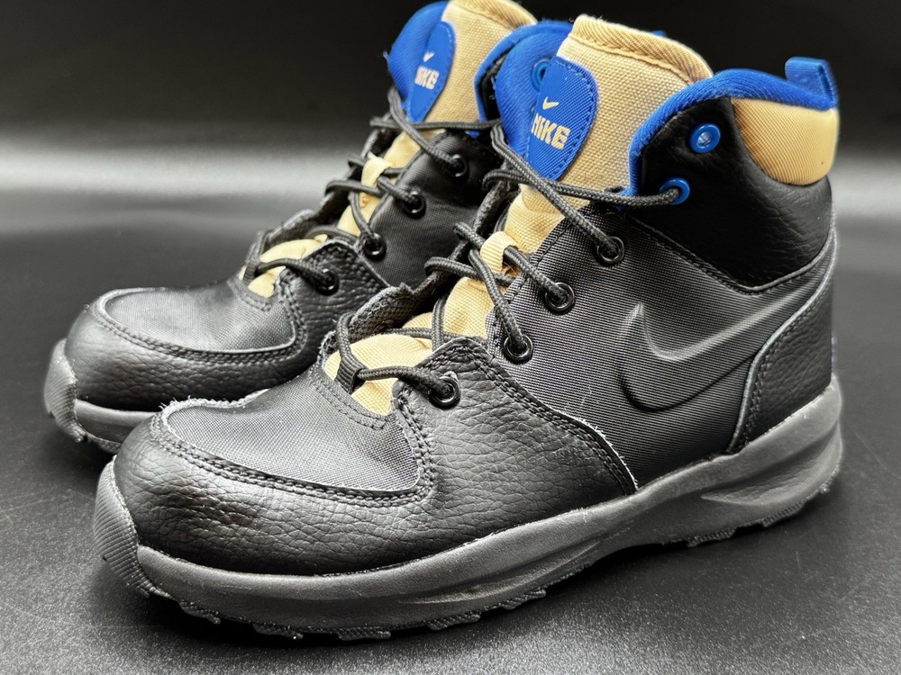 Size 2 – Nike Manoa LTR Black/Black-Sesame-Game Royal Kids Boots Shoes