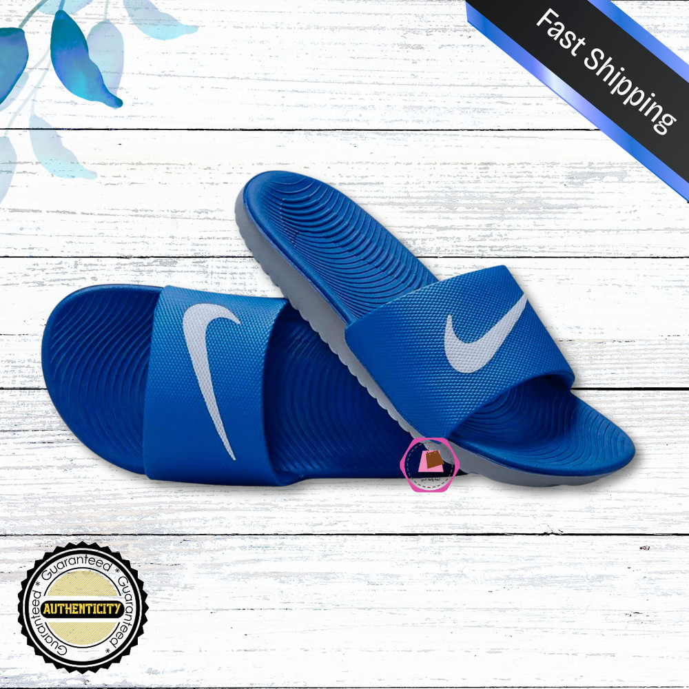 Nike Kawa Kids Slides 6Y Sandals Blue 819352-400 Women’s Teens Youth Size NEW