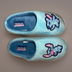 Disney Stitch Kids’ Blue Plush Slippers Size 2/3 | Fuzzy Slip-On House Shoe NWOT