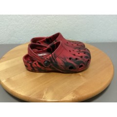 Crocs Kids Classic Marbled Clog Red Black Swirl Slip On Shoes Size C9