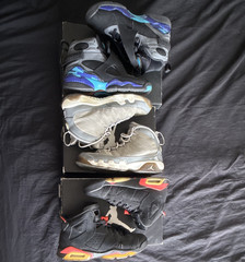 Jordan Air Jordan 6 Mid Top Sneaker 4.5Y Black/Gray/Red Leather 384665-025