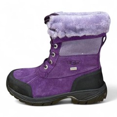 Kids Ugg BUTTE Leather Waterproof Sheepskin Lined Winter Boots , Purple