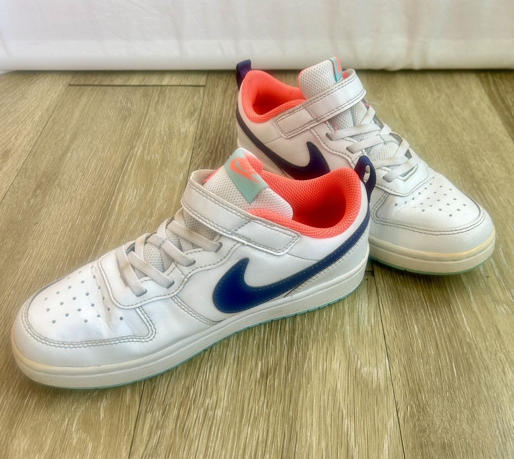 Nike Court Borough Low 2 Kids Size 3Y White Blue Purple Dust BQ5451-112 Sneakers